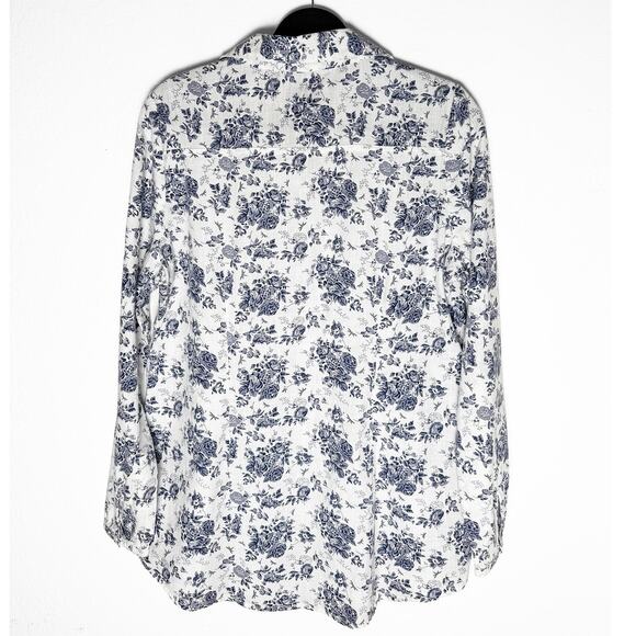 Old Ranch Brands Women's Toile Vintage Floral Shirt Button Front Pintucked Chest - Picture 2 of 8